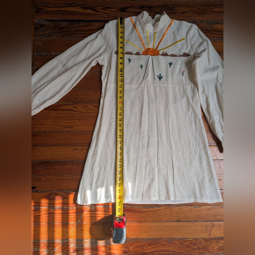 Desert Sun On The Road Embroidered Mini Dress S Southwest Boho Hippie Western - Picture 15 of 15